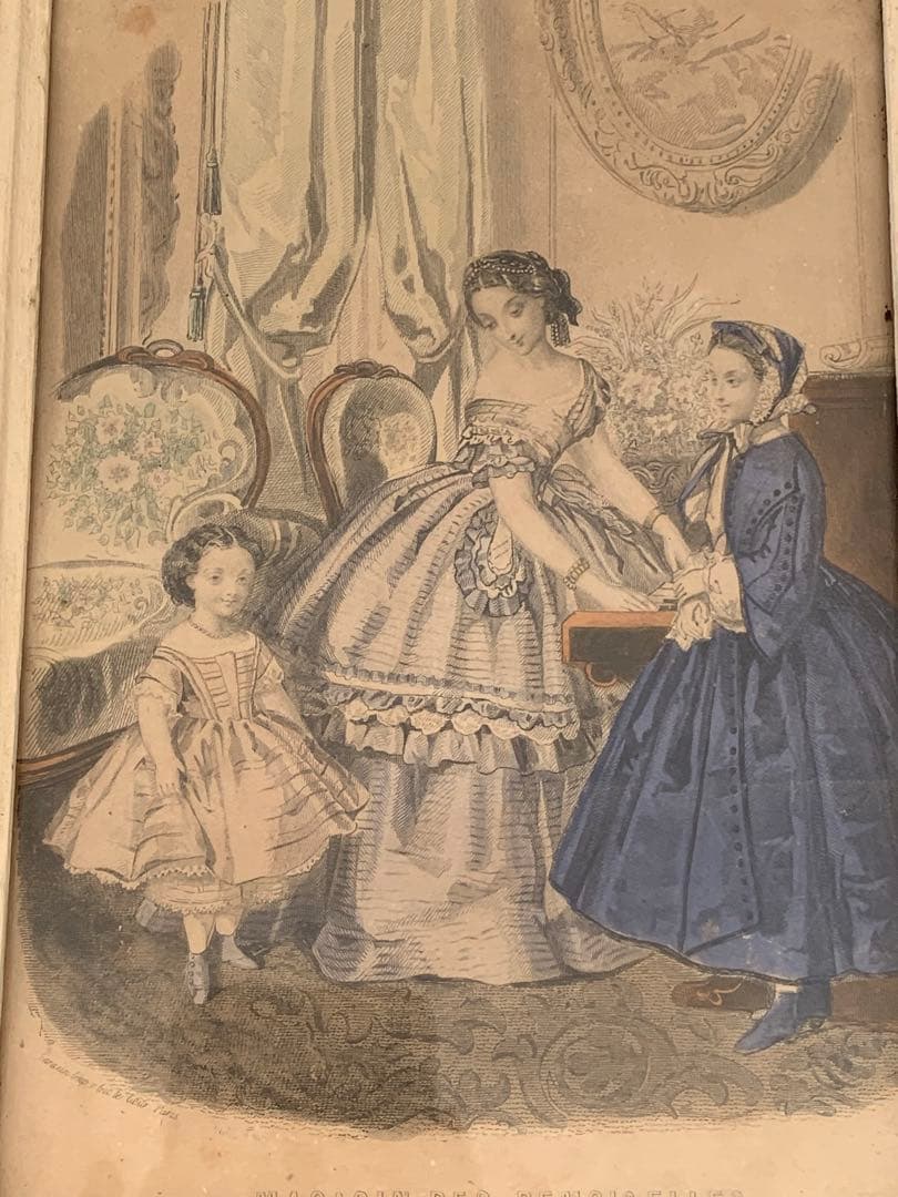 フランス　蚤の市　額　イラスト入り　ブロカント