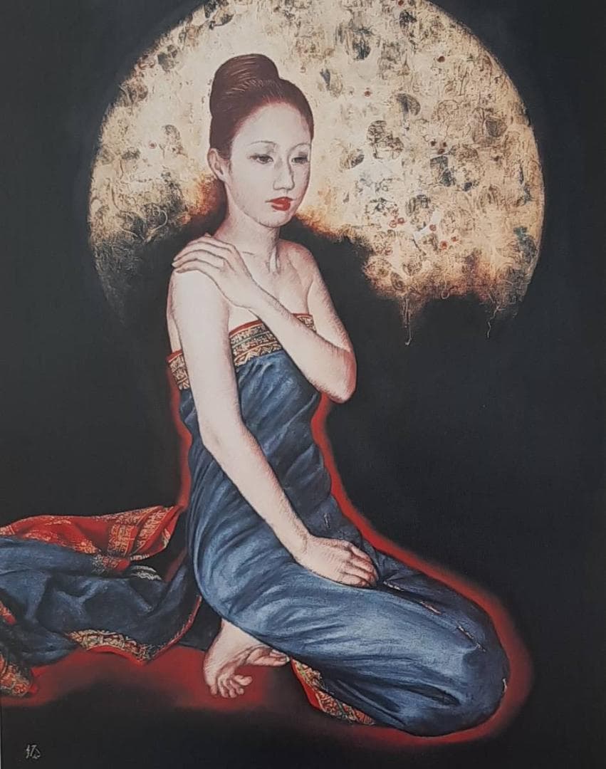 山根須磨子、「山帰来」、希少画集の額装画、人気作品