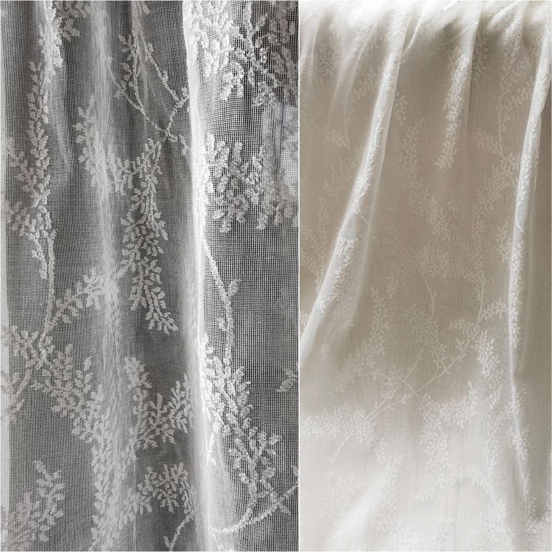 英国アンティーク ノッティンガムマドラスレース ミモザの花 幅広カーテンパネル