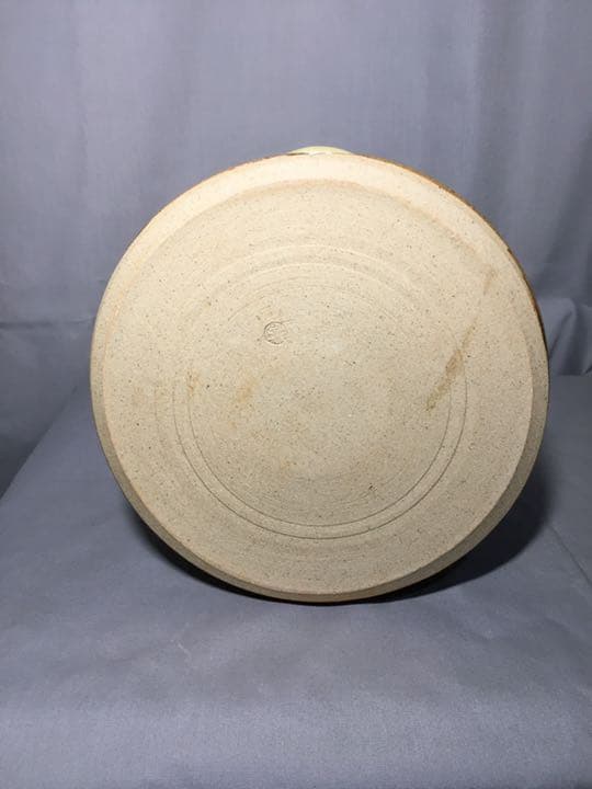 【茶道具】阿漕焼 福森比路志作　比路志造 高取四方耳付水指 水指109