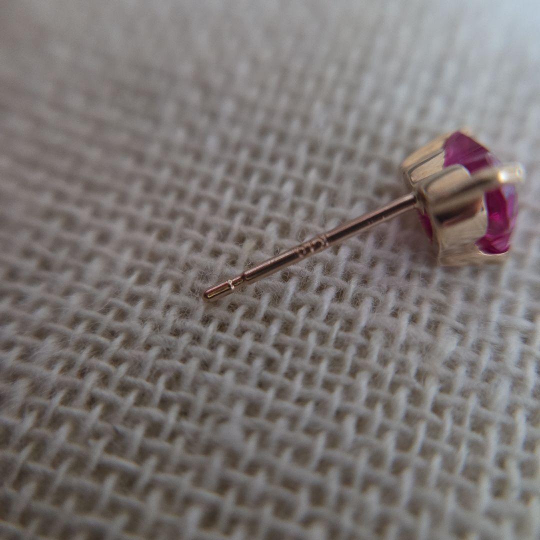 K10YG ルビー ハート ピアス