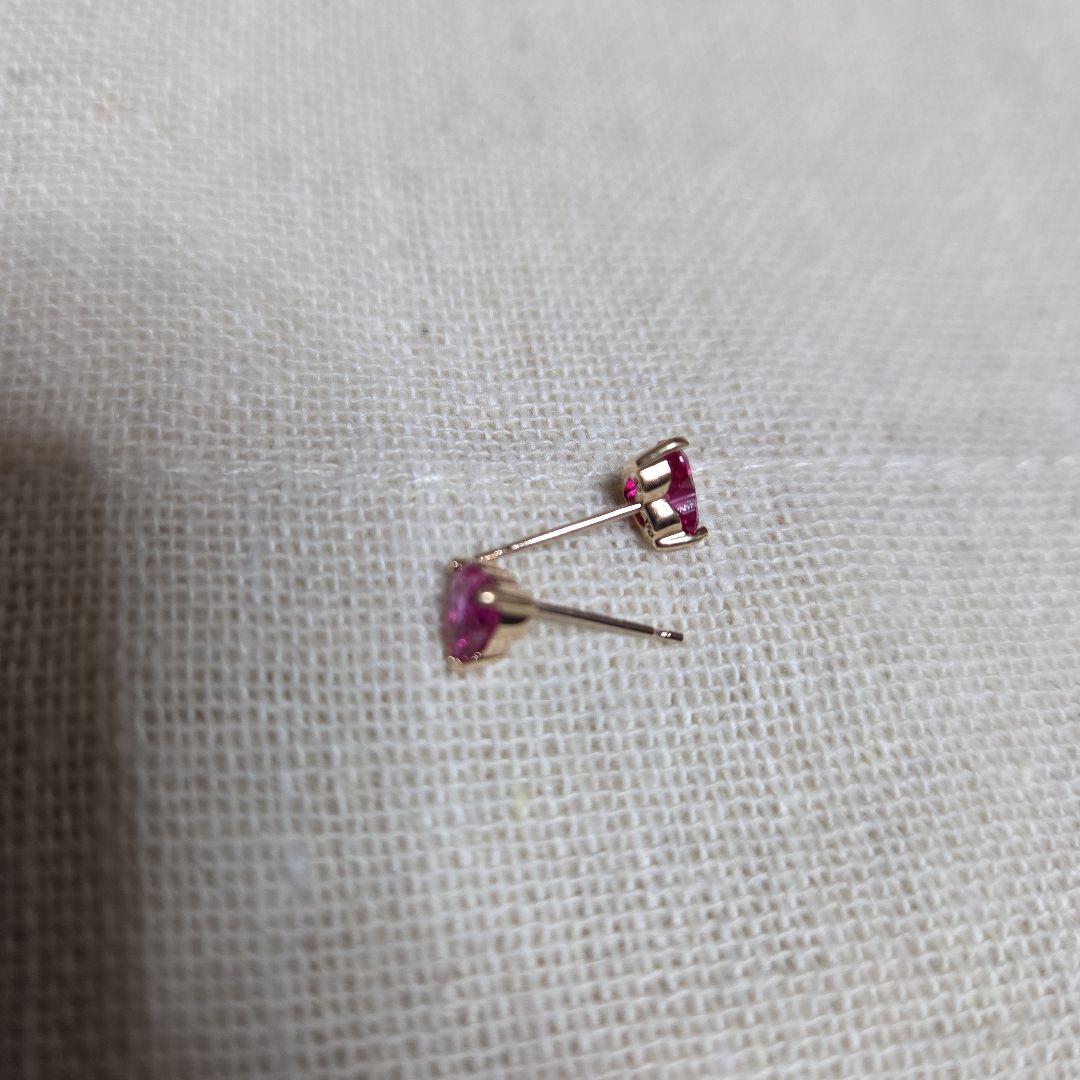 K10YG ルビー ハート ピアス
