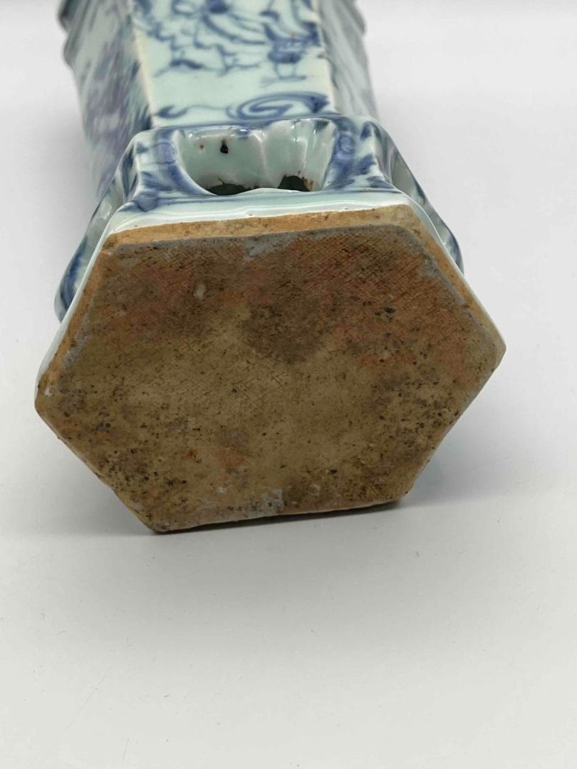 明時代　染付 青花仙人文塔型筆筒 白磁 文房具 名品珍品　香炉 (C-48)