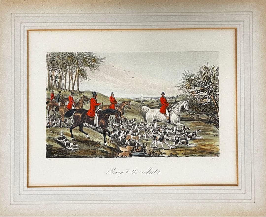 銅版画 英国 イギリス ヴィンテージ ハンティングシーン(3)