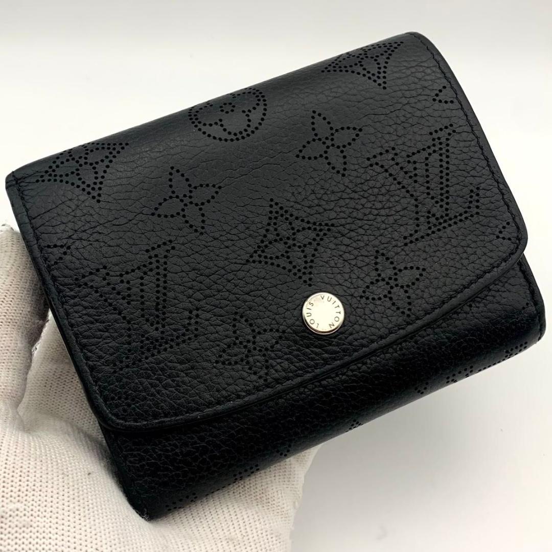 鑑定済み ルイヴィトン ポルトフォイユ イリス コンパクト 財布 マヒナ 黒