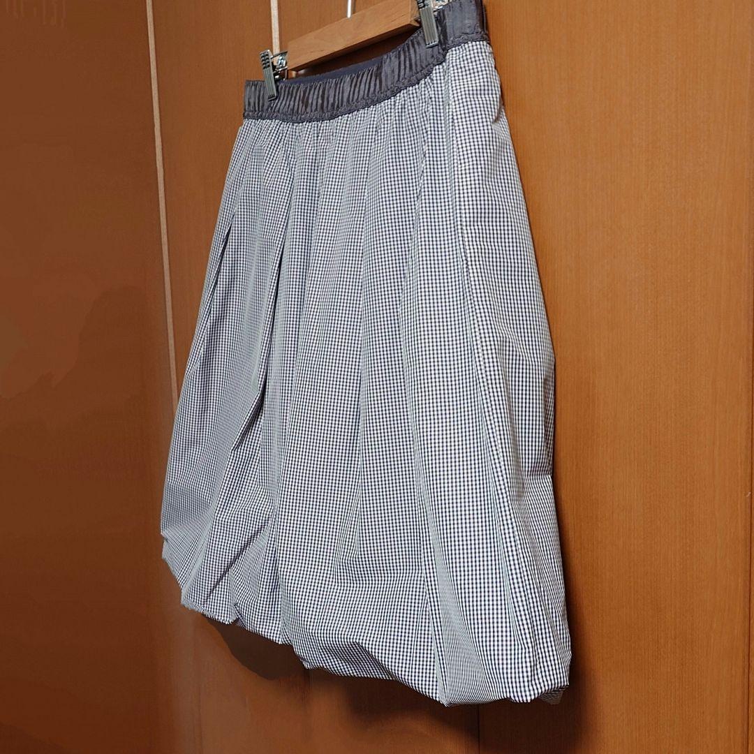 トゥービーシック　バルーン　スカート　ひざ丈　グレー系　格子　総柄　春　夏　秋