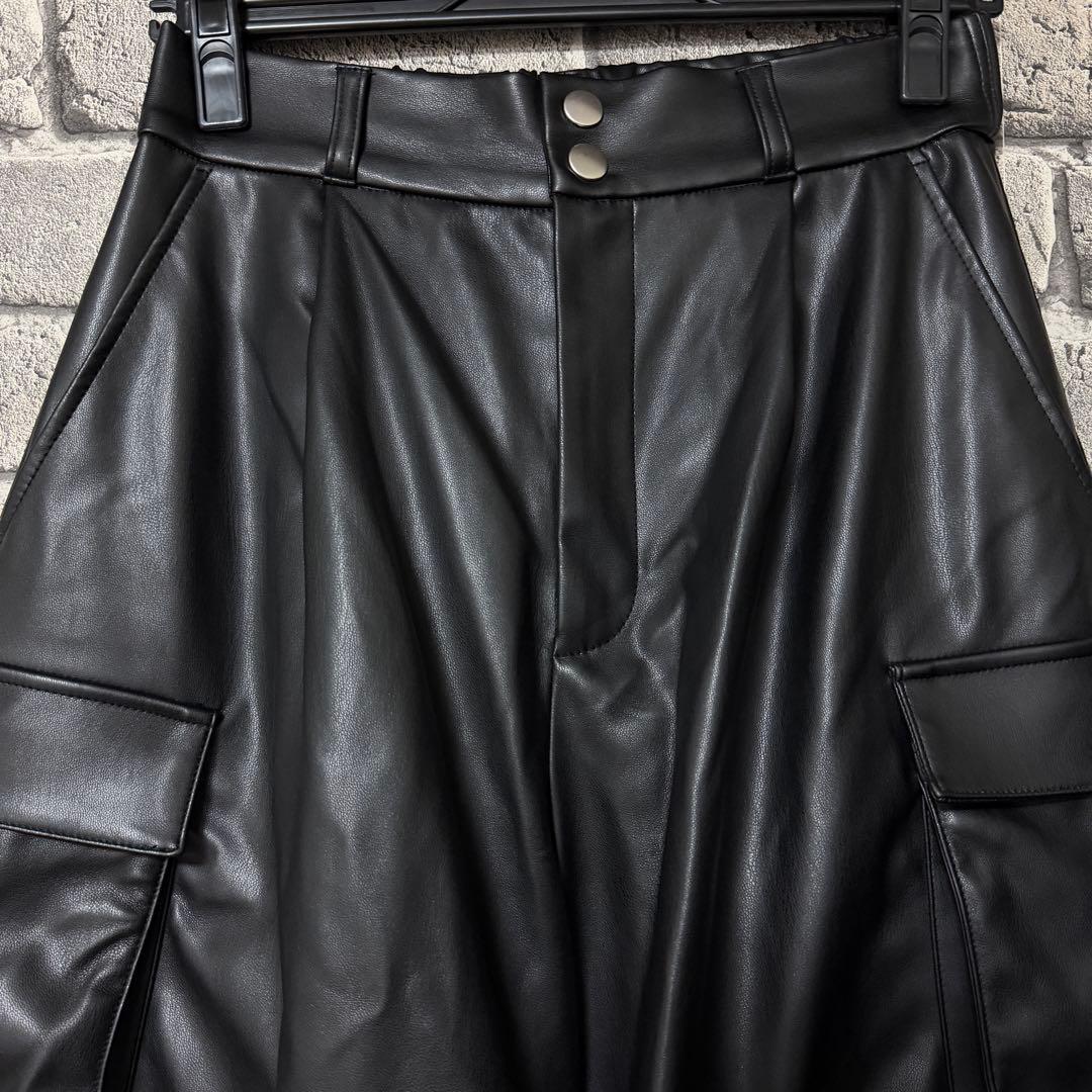 【美品】HARE　2WAYメタルカーゴパンツ　ブラック　レザー