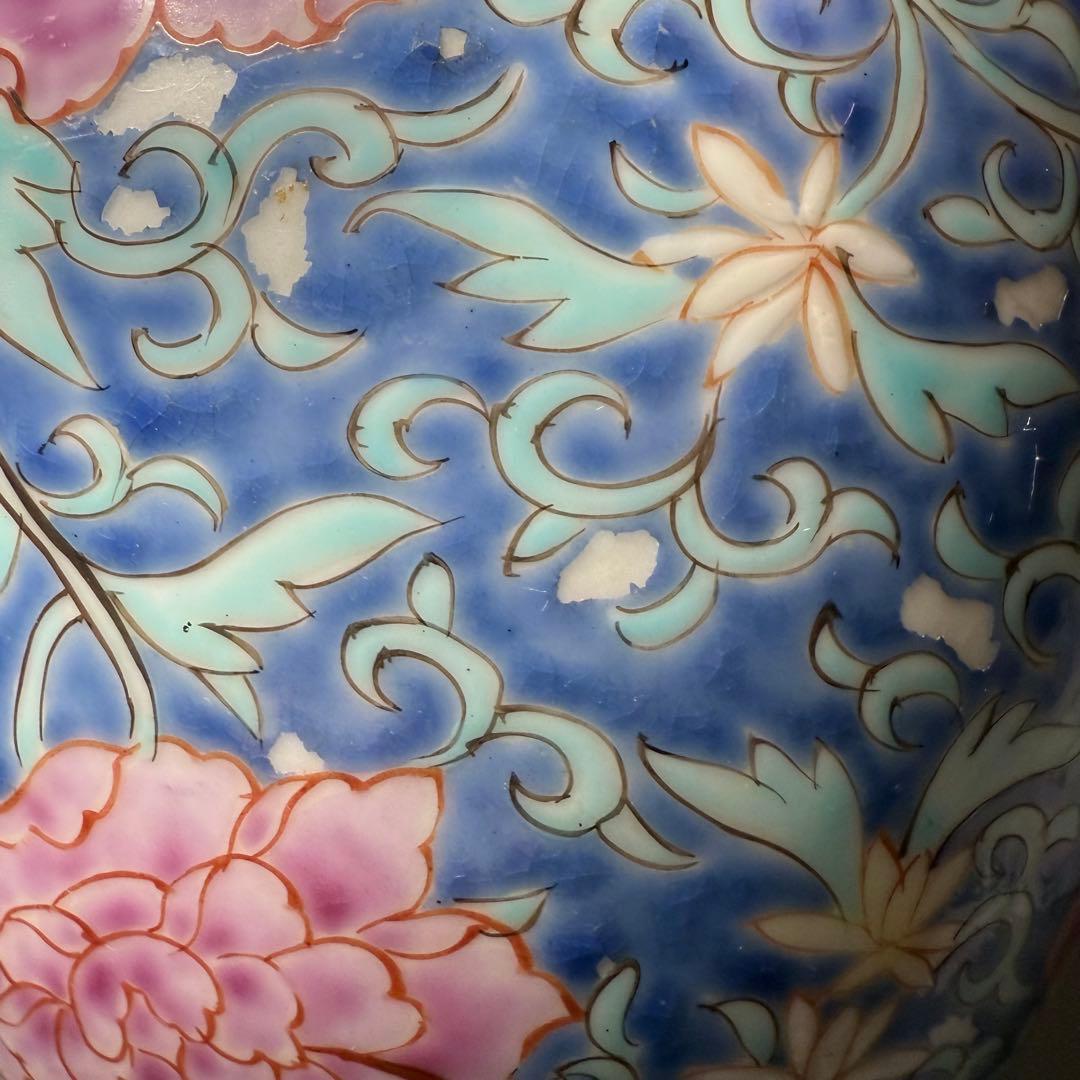 晩香窯　ARITA BANKO　希少品　里帰り品　牡丹文様花瓶　高さ24.5cm