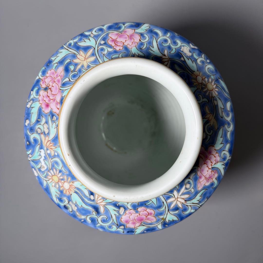 晩香窯　ARITA BANKO　希少品　里帰り品　牡丹文様花瓶　高さ24.5cm