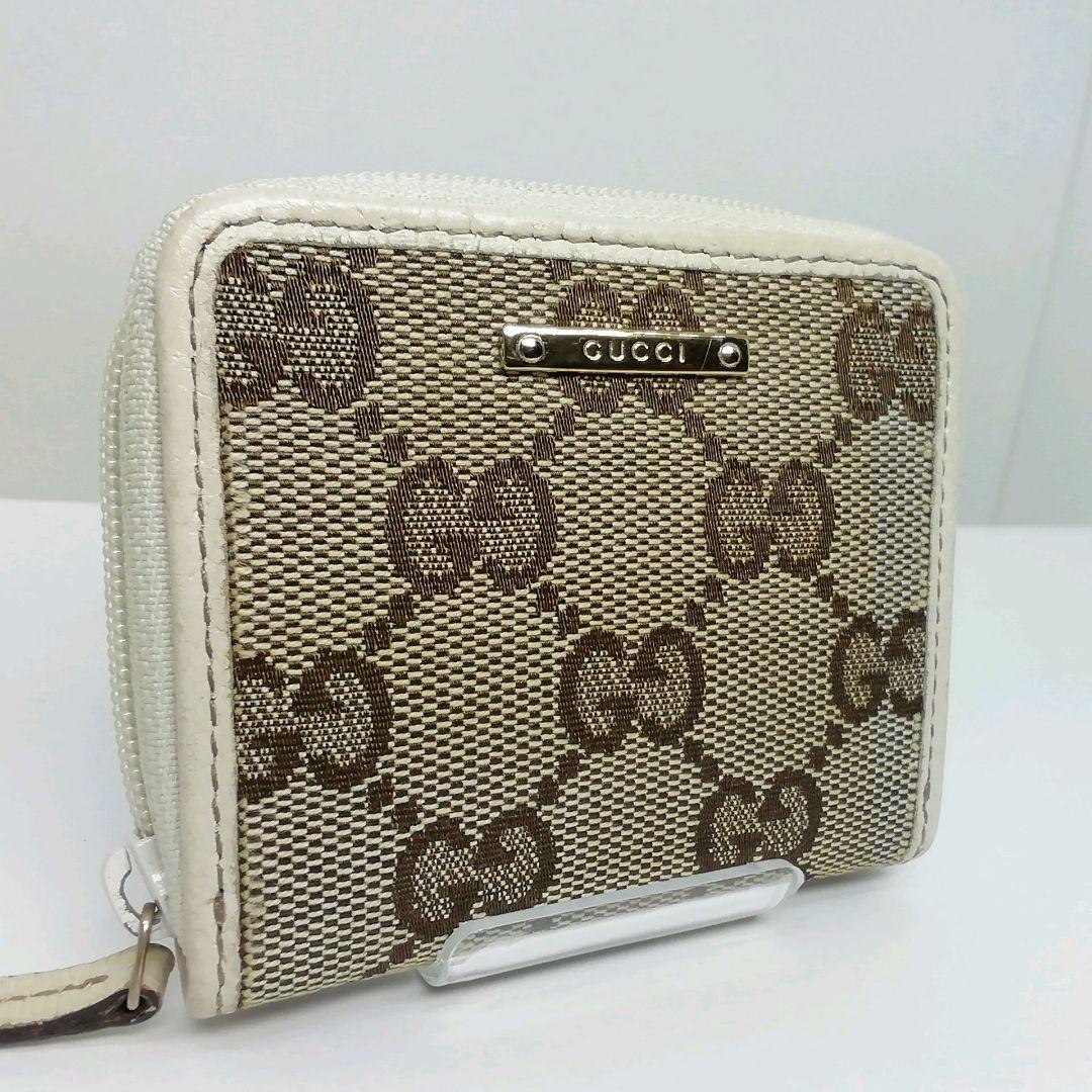 GUCCI　グッチ　GGキャンバス キャメルホワイト　ケース　小銭入れ