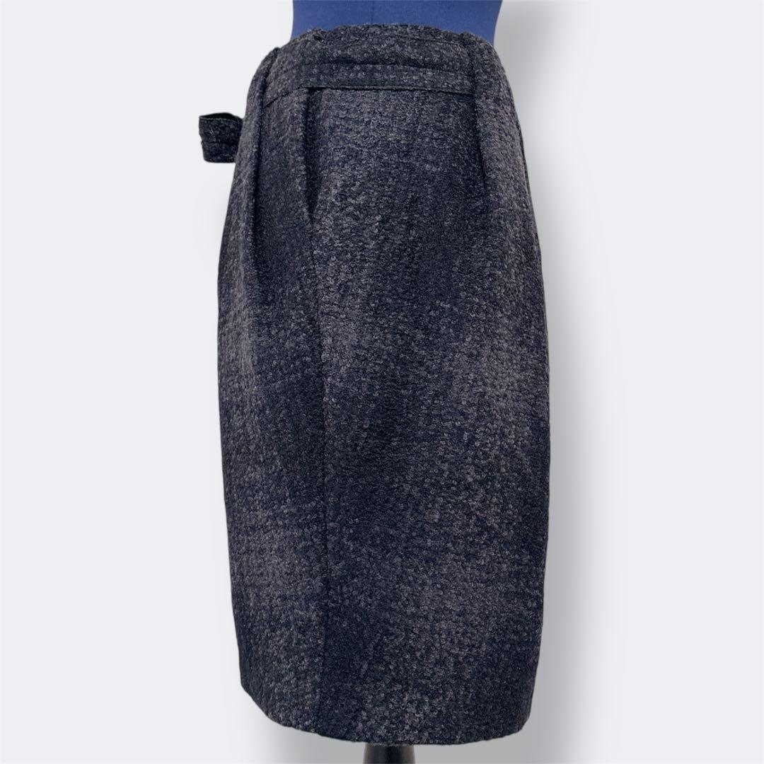 PRADA ウール　ツイード　タイトスカート　リボンベルト付き　ペンシルスカート