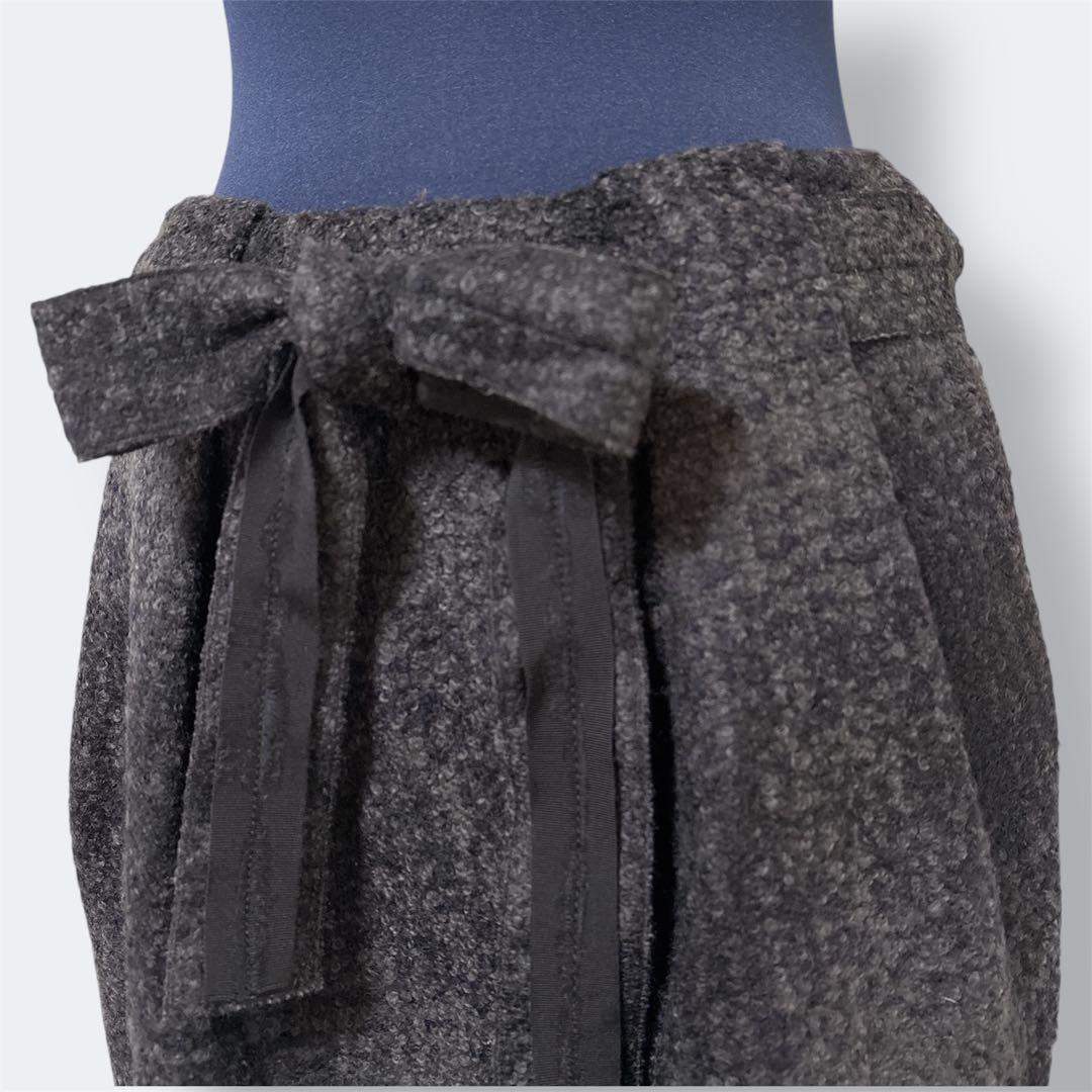 PRADA ウール　ツイード　タイトスカート　リボンベルト付き　ペンシルスカート