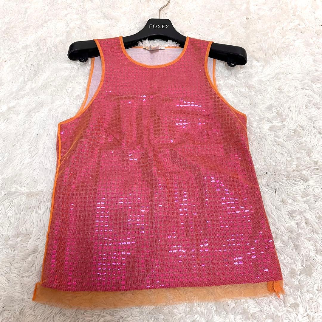 ヴィヴィアン・タム シアー ドット ラメ タンクトップ ノースリーブ