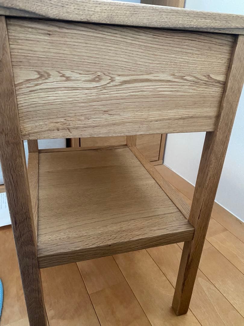 関家具　無印良品風オーク材サイドテーブルナイトテーブル ナイトチェストカスト美品