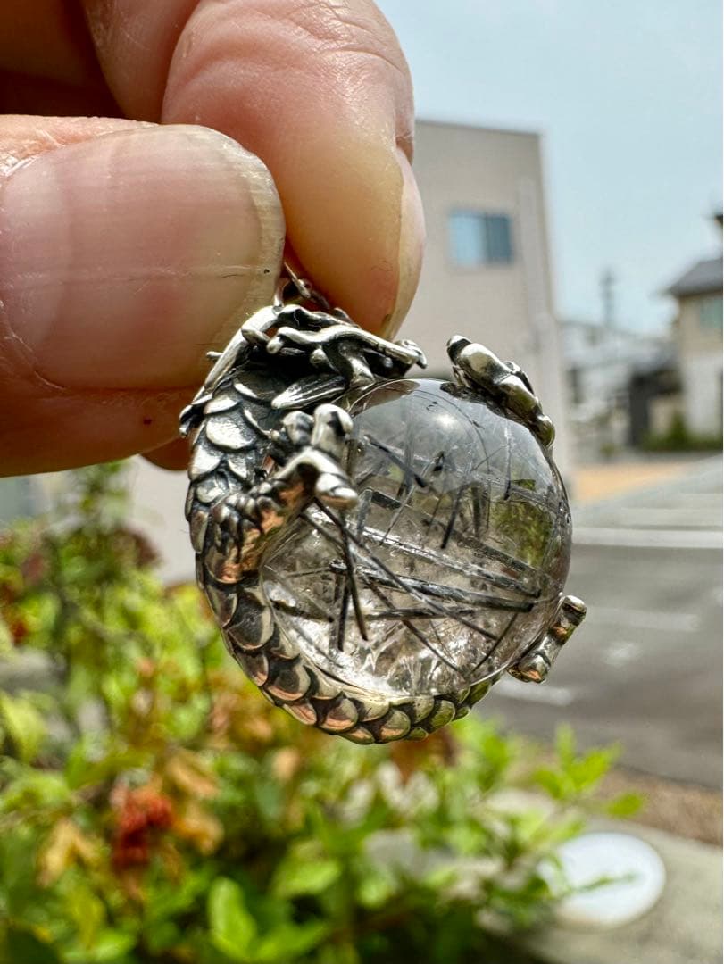 【怪蟲伝闘さん専用】ブラックルチル　ペンダントトップ　虹あり　S925