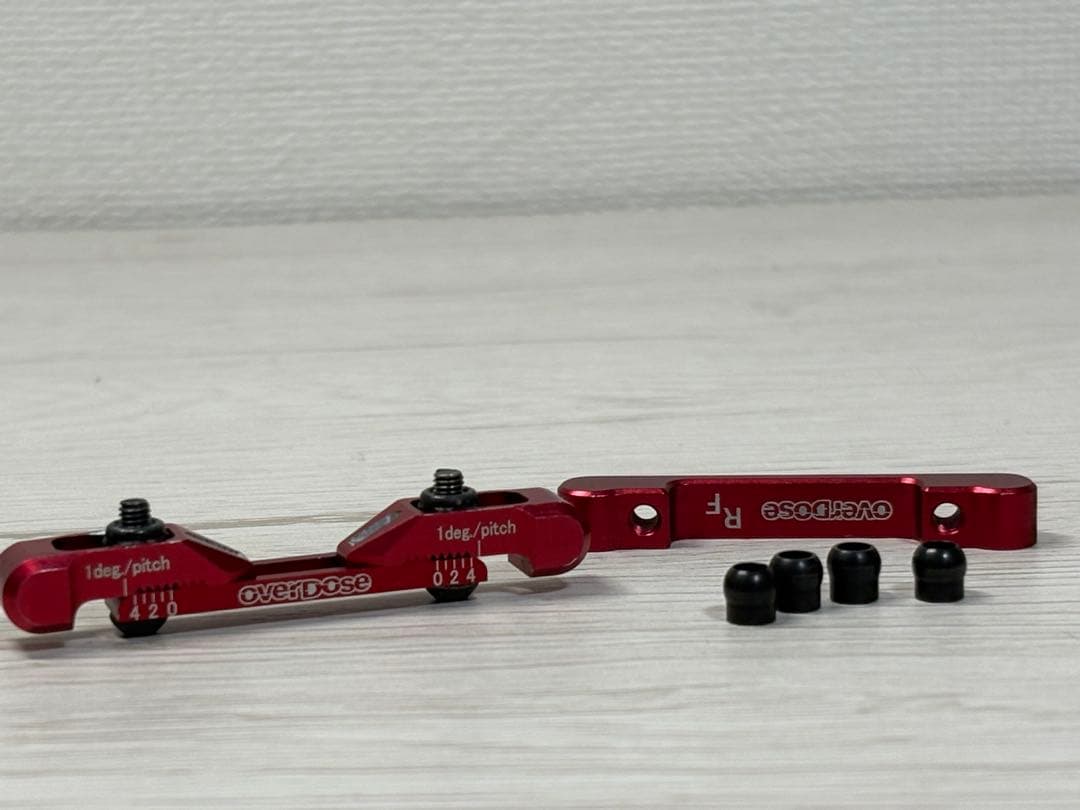 Overdose アルミアジャスタブルリヤサスアーム　トレーリングアングル5°