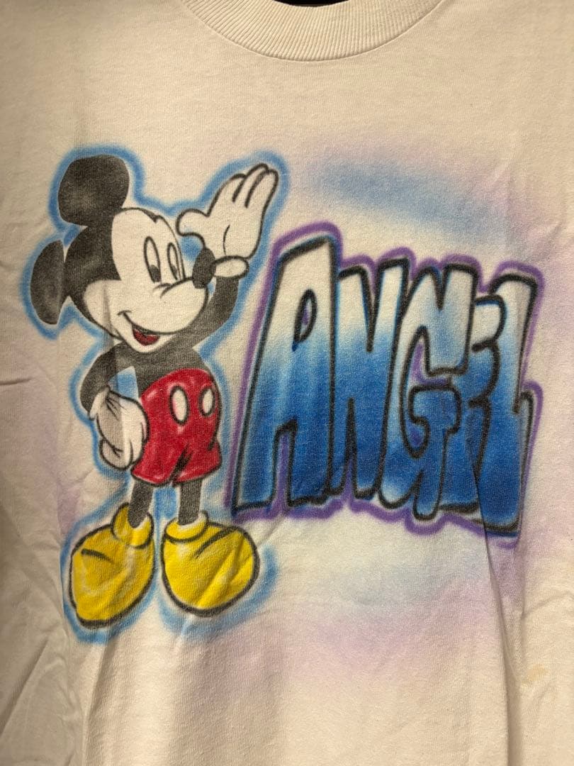 一点物 ヴィンテージ ミッキー エアブラシ ペイント ANGEL Tシャツ