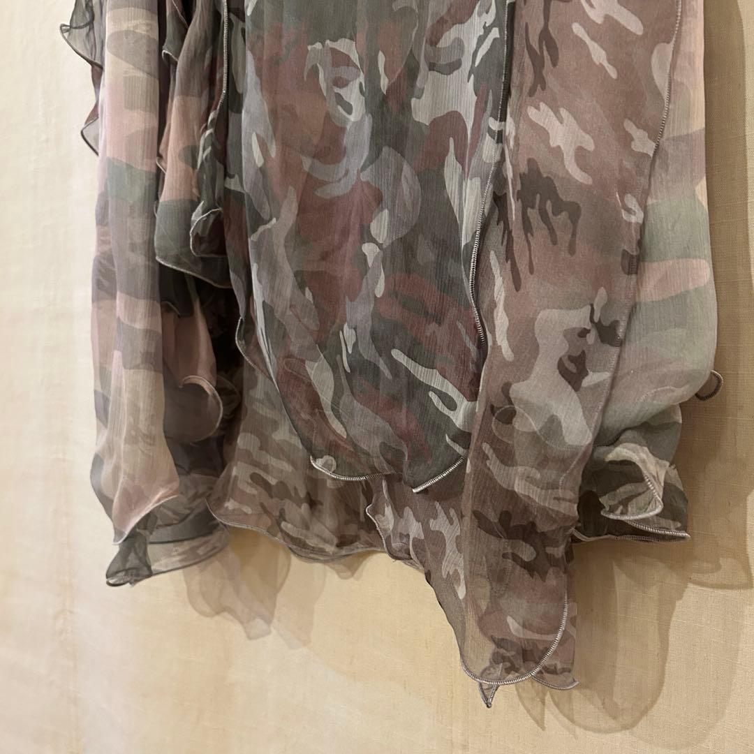 SIESEL カモフラージュ柄 フレアスカート デニムベルト付き