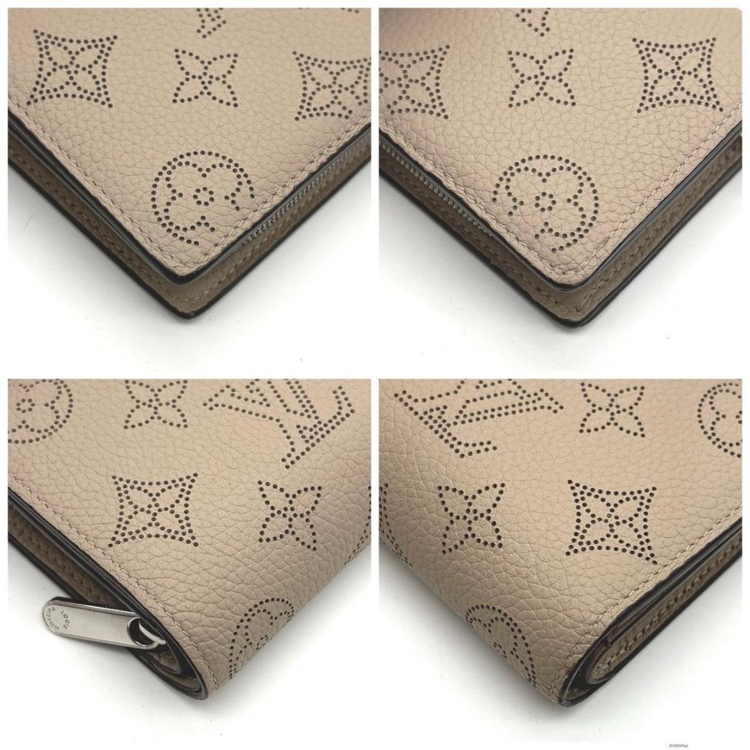 【新型】ルイヴィトン マヒナ ポルトフォイユ クレア 二つ折り財布 ベージュ