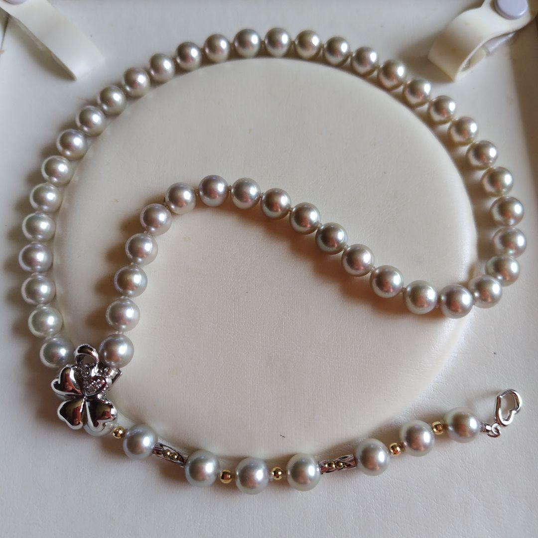 アコヤ真珠シルバーグレーの、3WAYネックレス