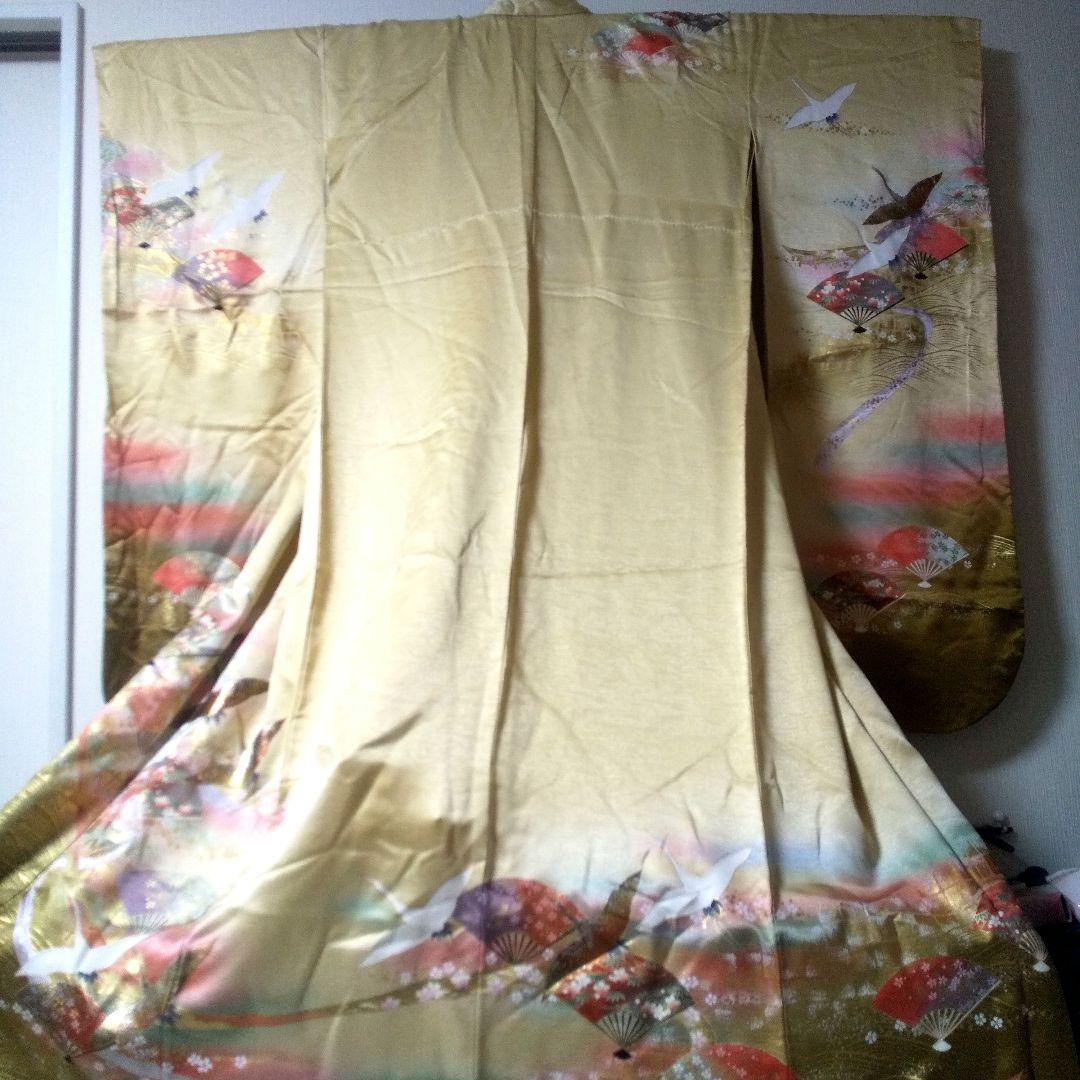 【和装】レディース(女性用) お着物 ゴールド 金の鶴 振袖 成人式