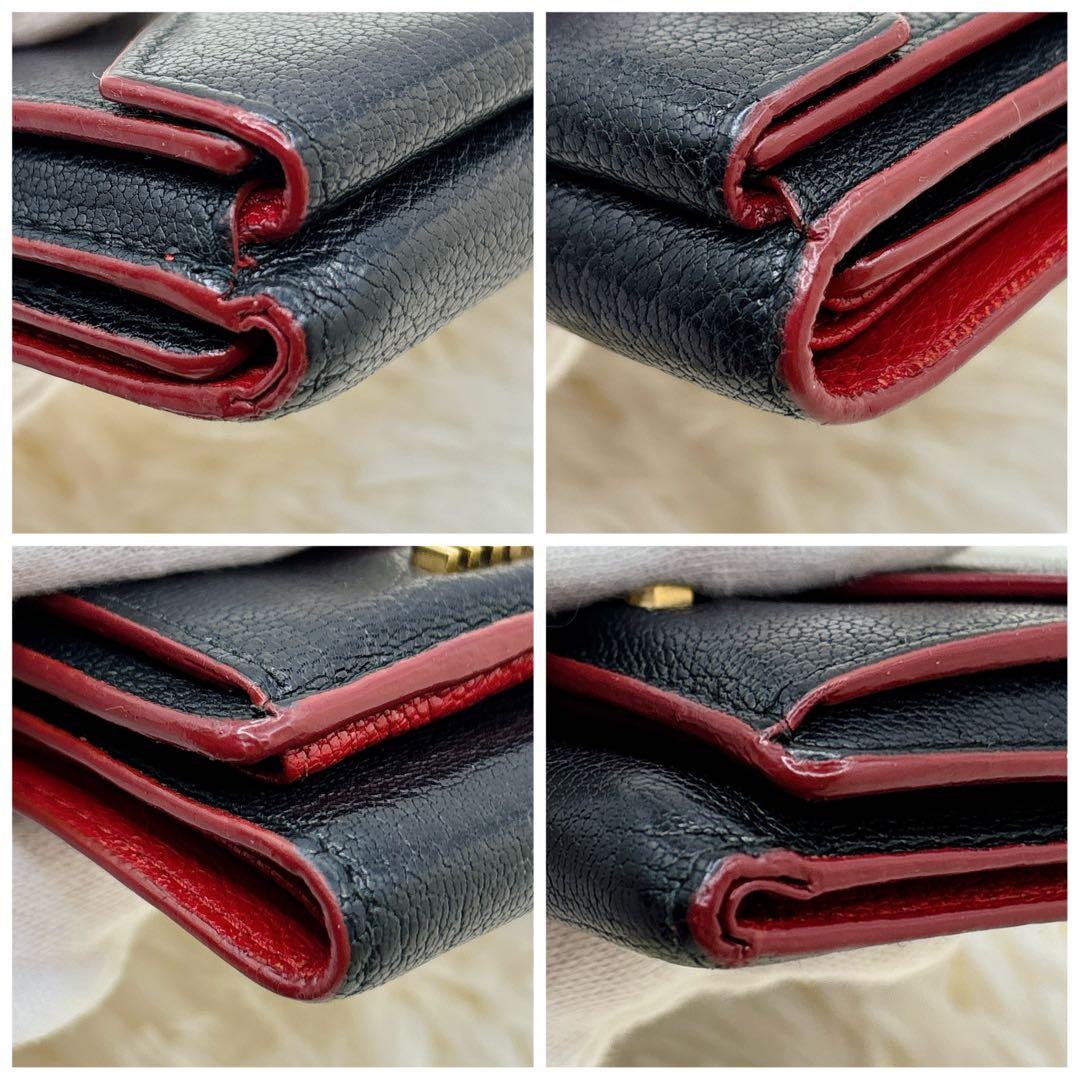 美品✨ミュウミュウ ラブレター マドラス ハート 三つ折り財布 ブラック 黒