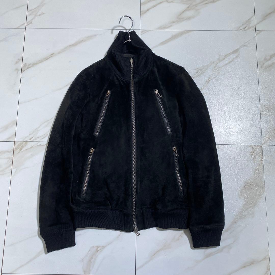 希少⭐︎アタッチメント レザースエード短丈シングルライダースブルゾン ダブルジップ