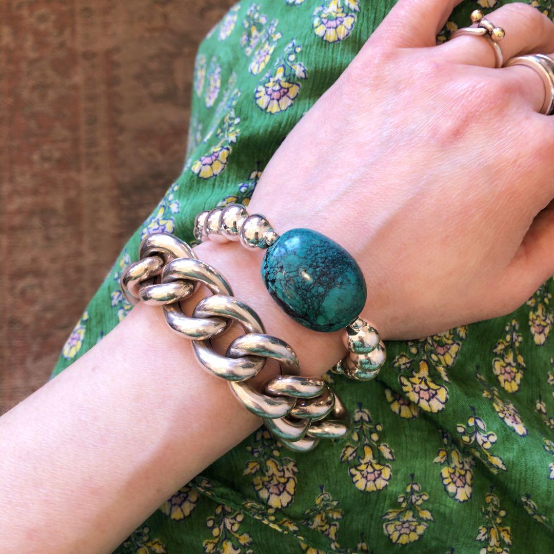 ターコイズブレスレットsilver925ナバホパールブレスレット天然石アクセサリ