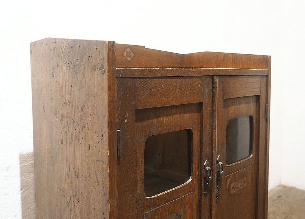 1305　アンティーク　象嵌細工の飾り棚　食器棚　キャビネット　ガラスケース