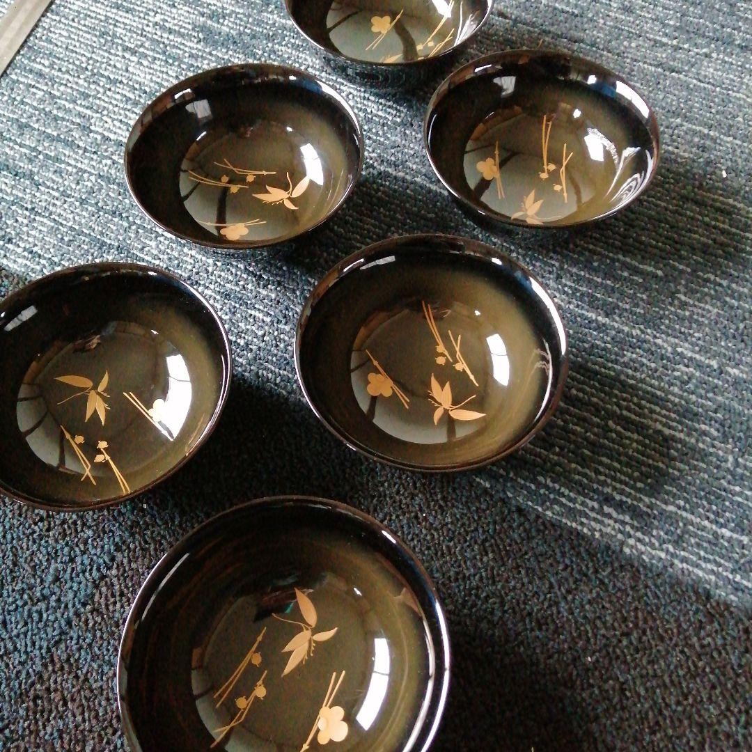 輪島塗　盛上金蒔絵扇形紋蓋付椀　10客　12.9cm　昭和初期