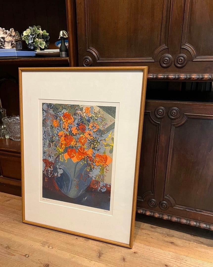 ラフル アート 額縁 インテリア 花瓶 花 アンティーク