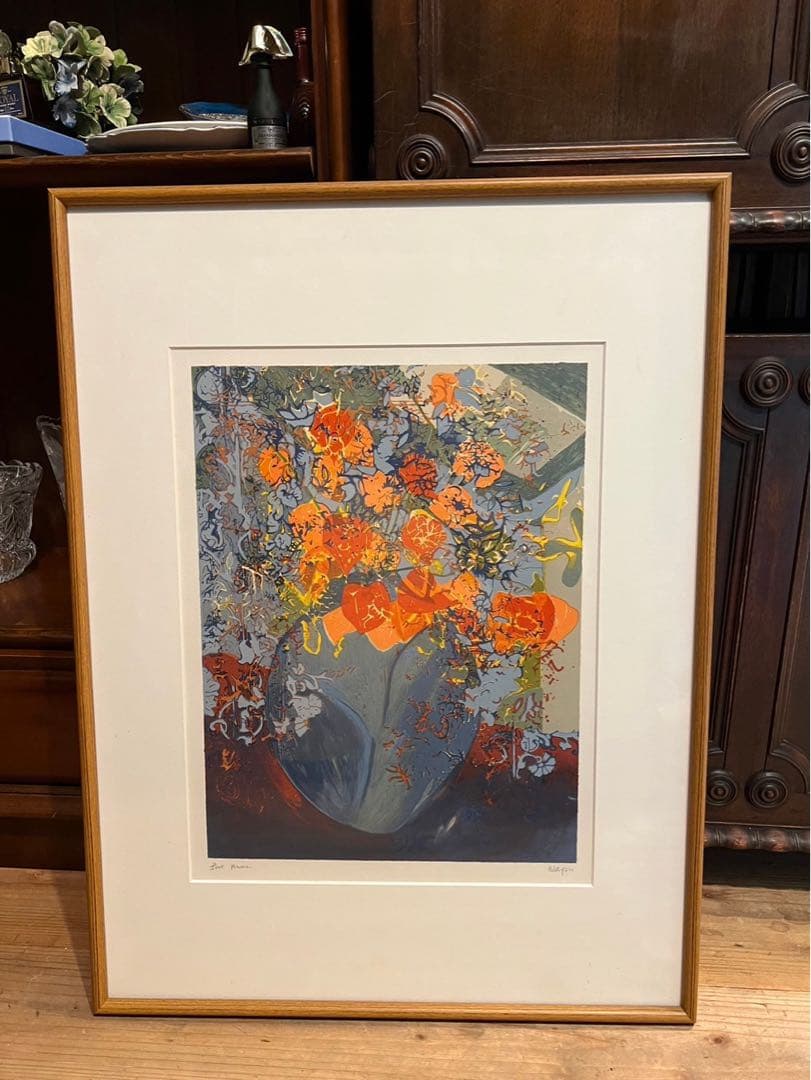 ラフル アート 額縁 インテリア 花瓶 花 アンティーク