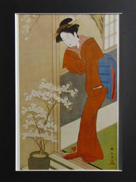 勝川春章、雪月花の内、超希少・大判画集画、新品高級額装付 風景