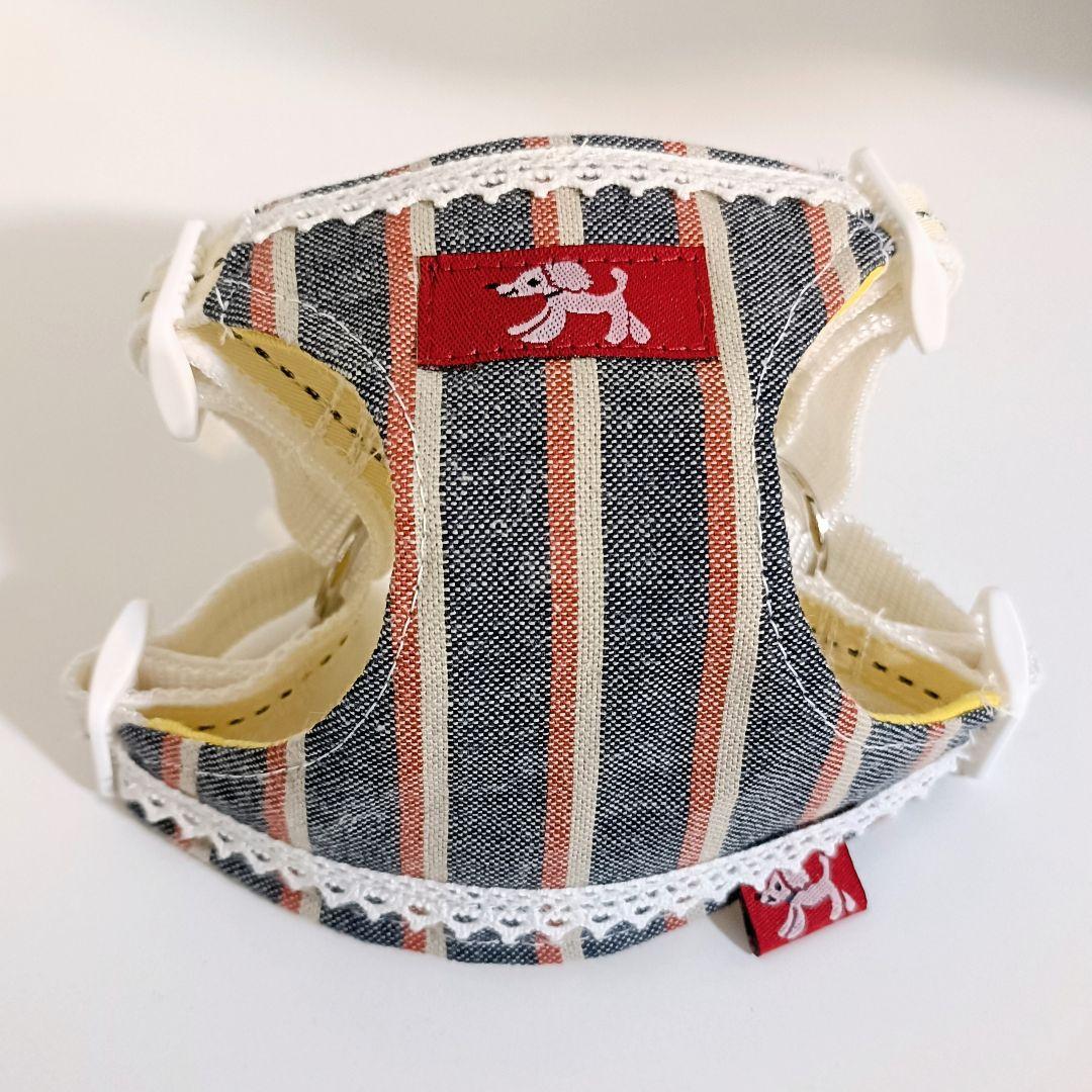 小型犬用 ハーネス Sサイズ ハンドメイド デニムストライプ