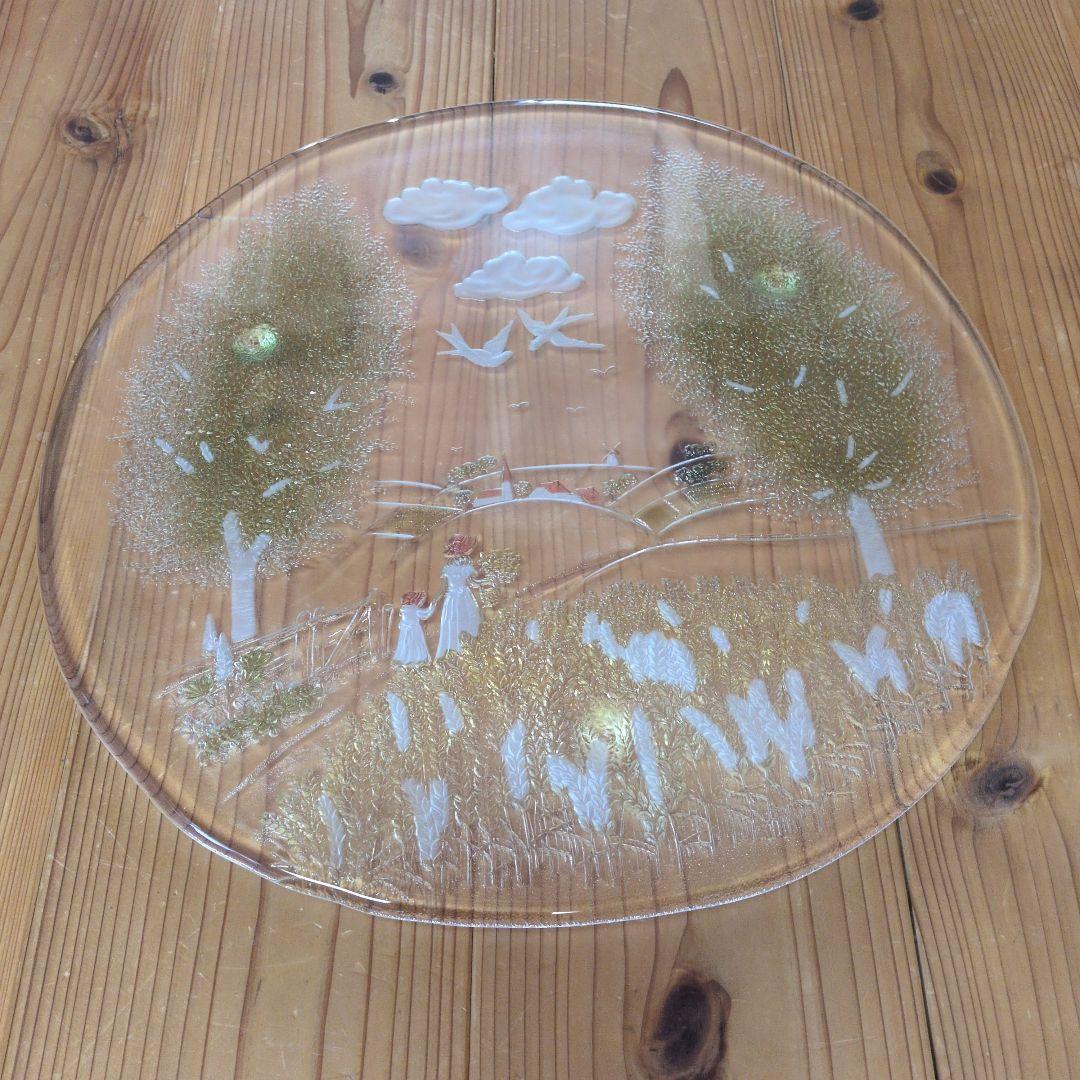 北一硝子のヴィンテージ飾り大皿（新風彩 銘々皿）約36cm