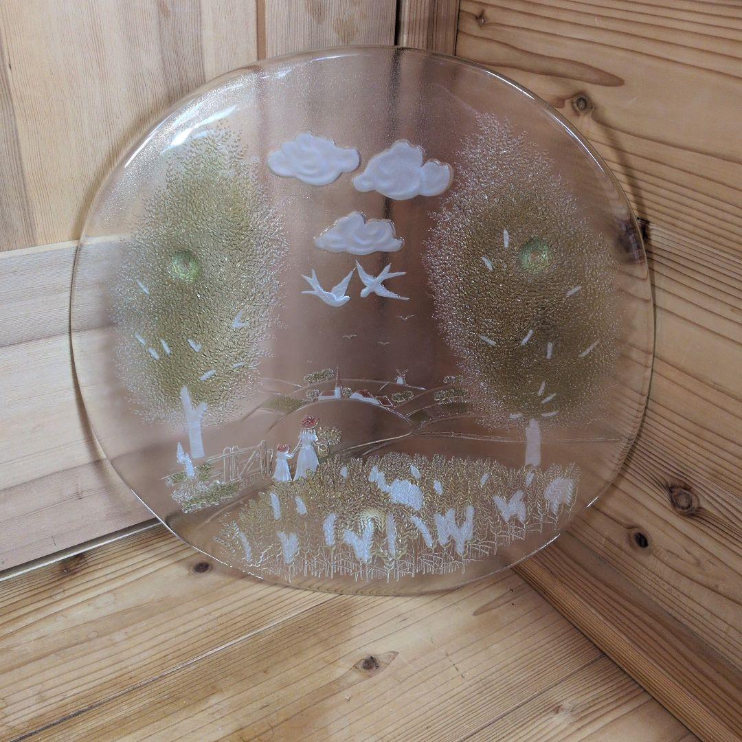 北一硝子のヴィンテージ飾り大皿（新風彩 銘々皿）約36cm