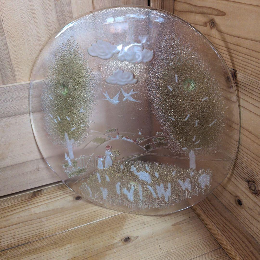 北一硝子のヴィンテージ飾り大皿（新風彩 銘々皿）約36cm