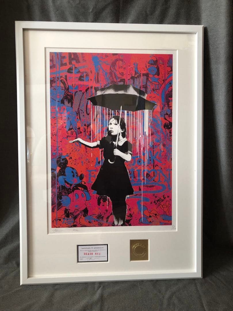 マット額装付/DEATHNYC/限定アートポスター/バンクシー/シルクスクリーン