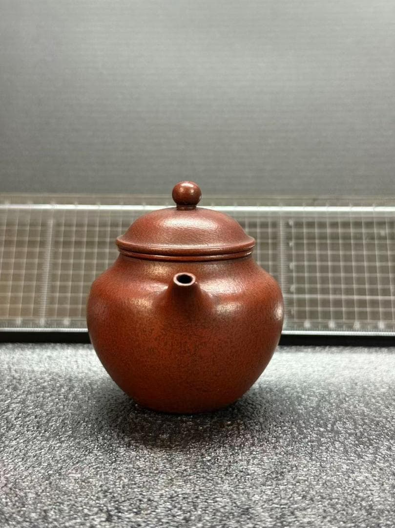 【孟臣 底款 刻漢詩 玉乳長流不絶香】紫砂壷 朱泥 段泥 煎茶道具 急須 単孔口