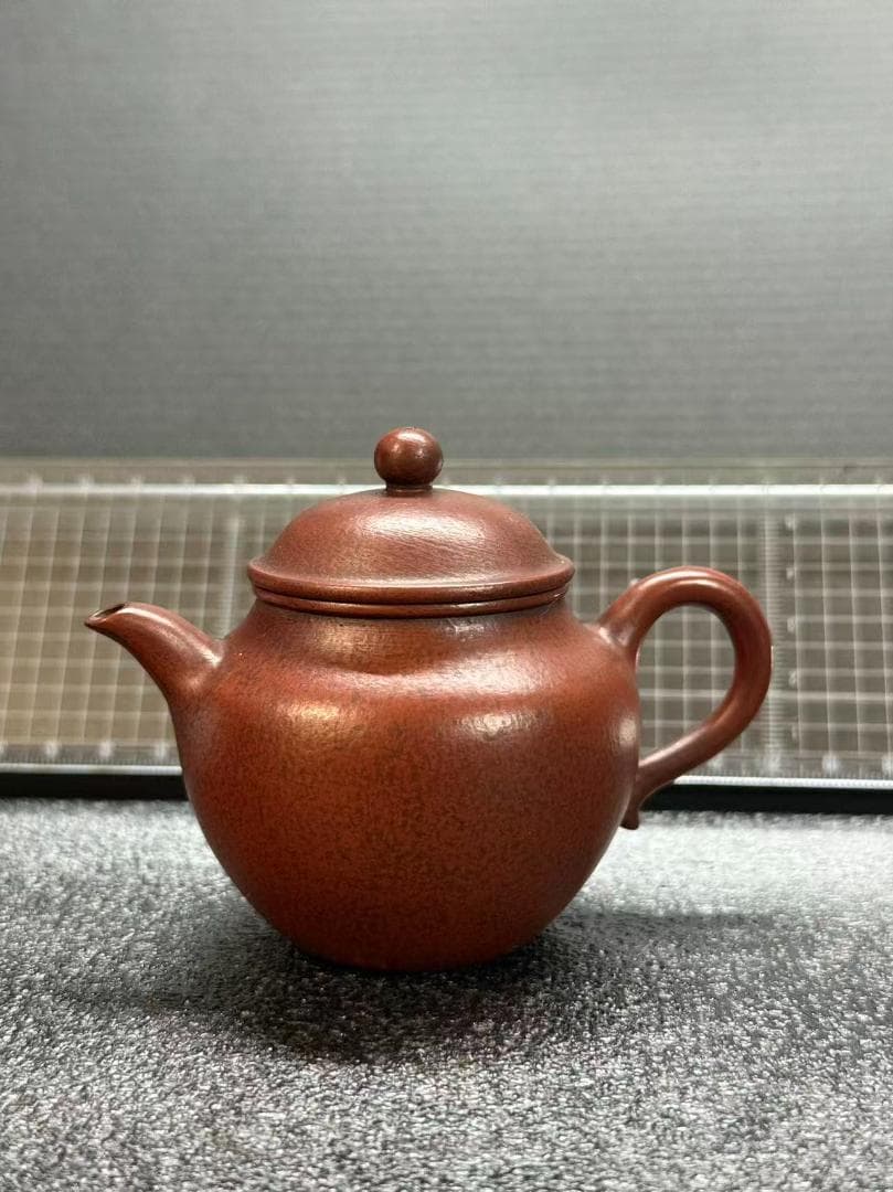 【孟臣 底款 刻漢詩 玉乳長流不絶香】紫砂壷 朱泥 段泥 煎茶道具 急須 単孔口