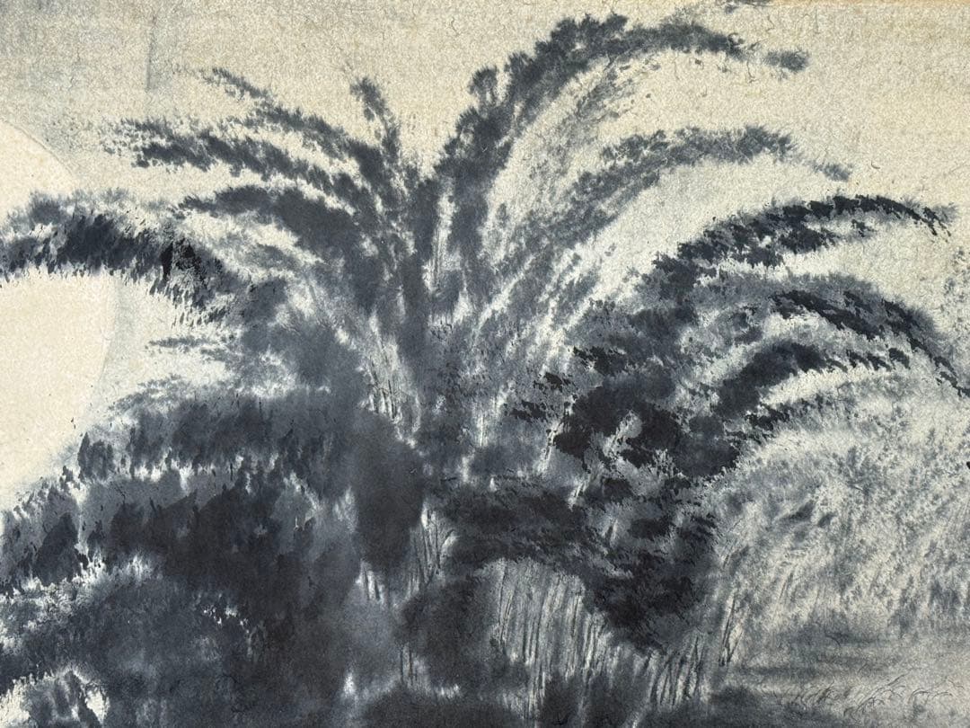 中国　蘇州画家　江和汀作　蘇州月夜　肉筆　水墨画　表具前　送料込み251211