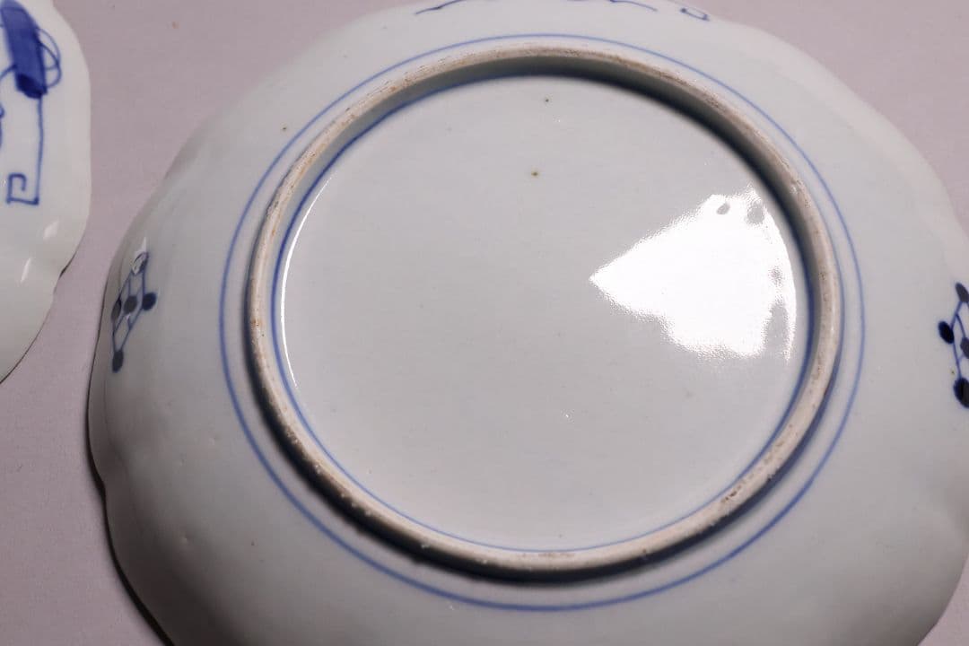 【CM119】古伊万里 色絵 中皿 2枚 盛皿 幅22.3cm 錦手 花鳥 草花