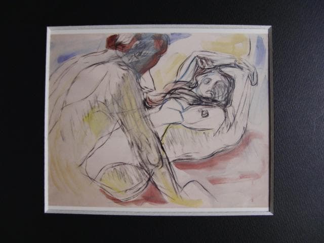 ムンク、『男と女』、希少な画集より、新品高級額・額装付