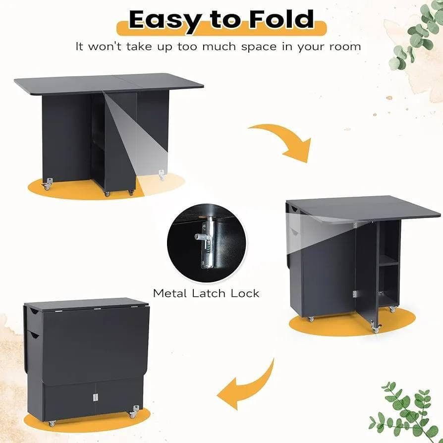 特価❕ホテルライク❕折りたたみ可能❕収納付✨️ダイニング テーブル 黒