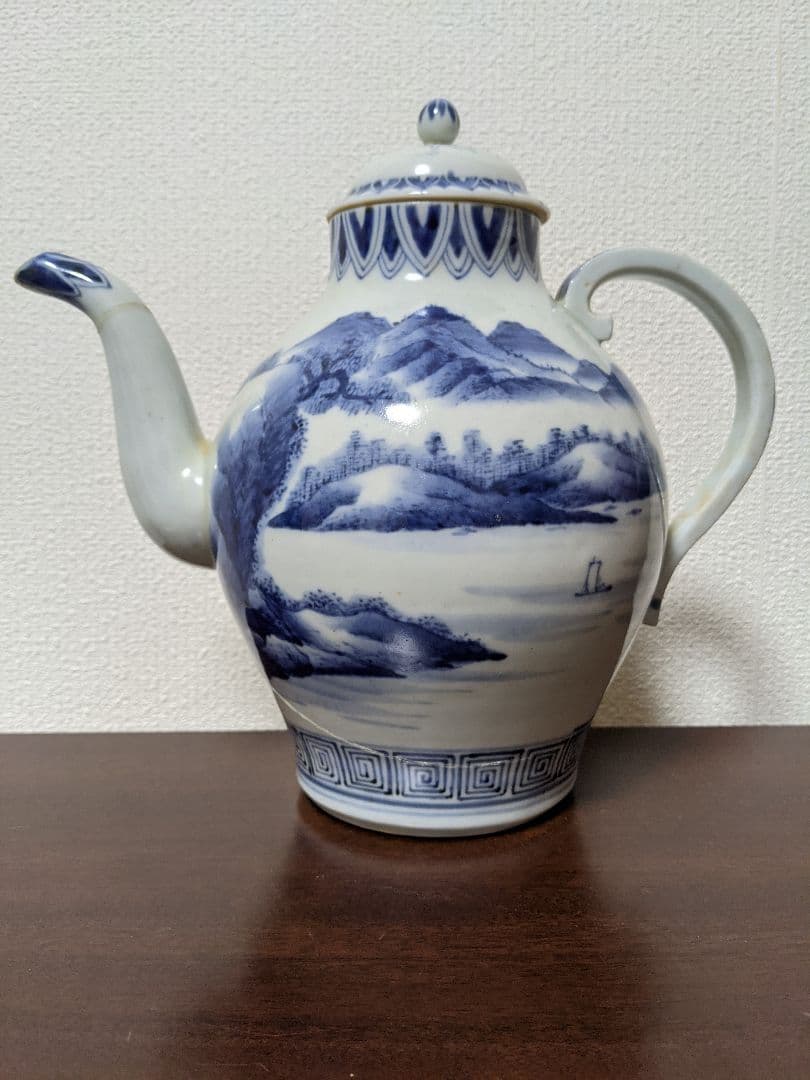 ⭐井伊直弼 超希少 藩窯 湖東焼 染付山水紋水注 江戸時代 彦根藩御用窯 骨董品