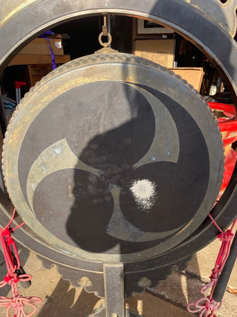 太鼓正製 雅楽 火焔太鼓 毛彫金具 寺院仏具 鳴物 仏教美術　撥房付