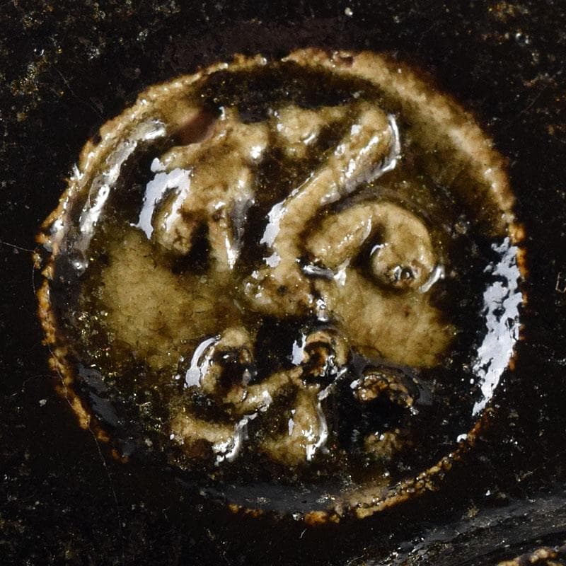 茶道具　楽焼　佐々木松楽造　黒楽茶碗　共布共箱　C　R8686