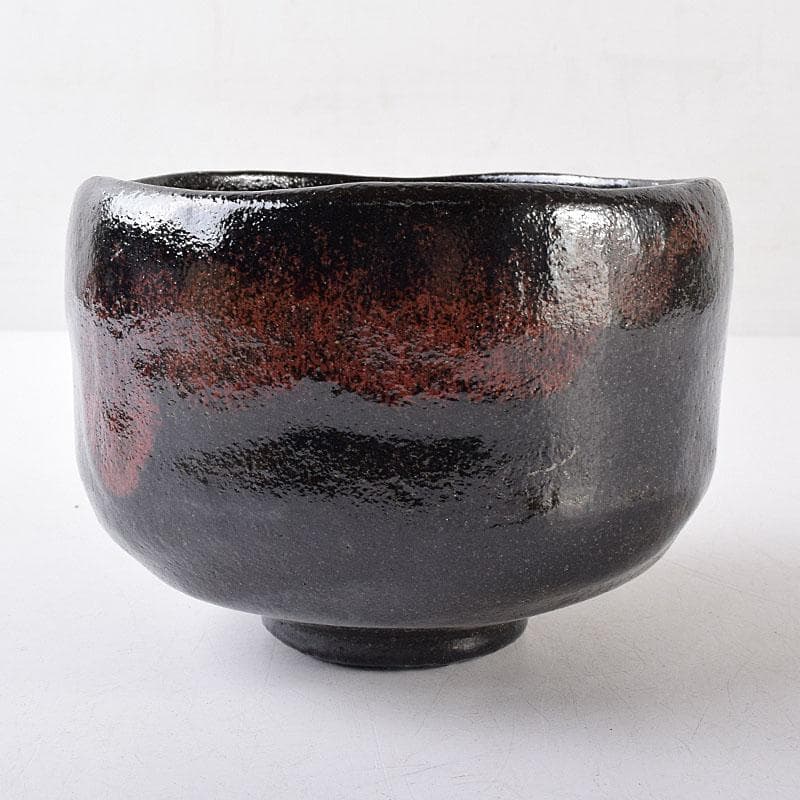 茶道具　楽焼　佐々木松楽造　黒楽茶碗　共布共箱　C　R8686