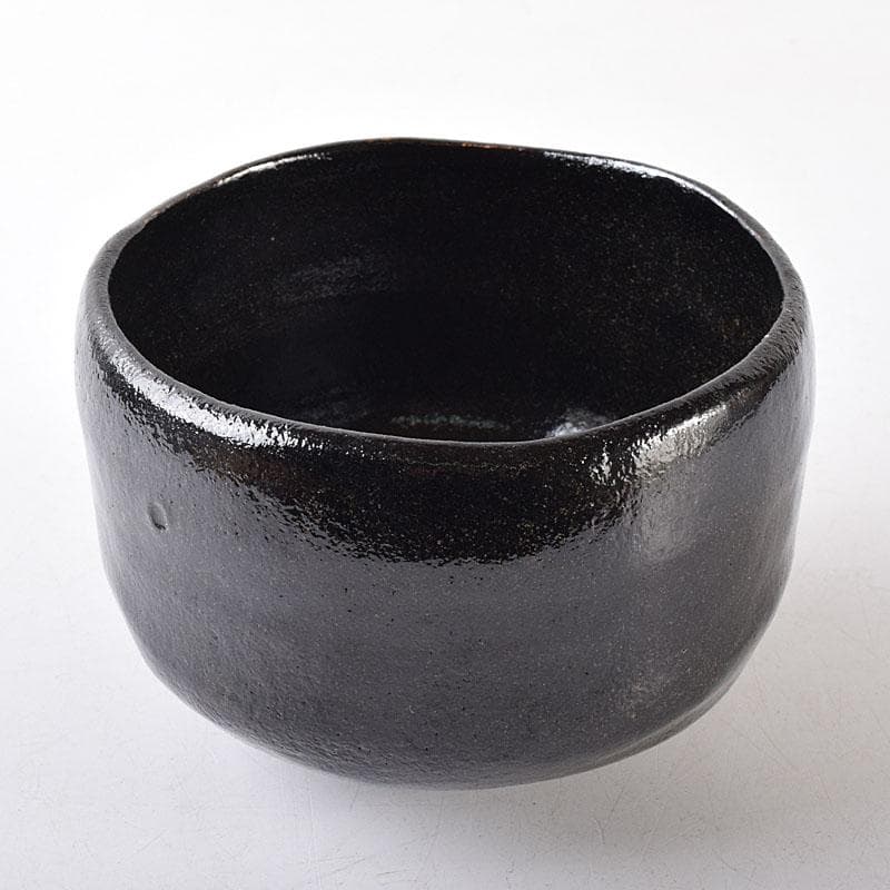 茶道具　楽焼　佐々木松楽造　黒楽茶碗　共布共箱　C　R8686
