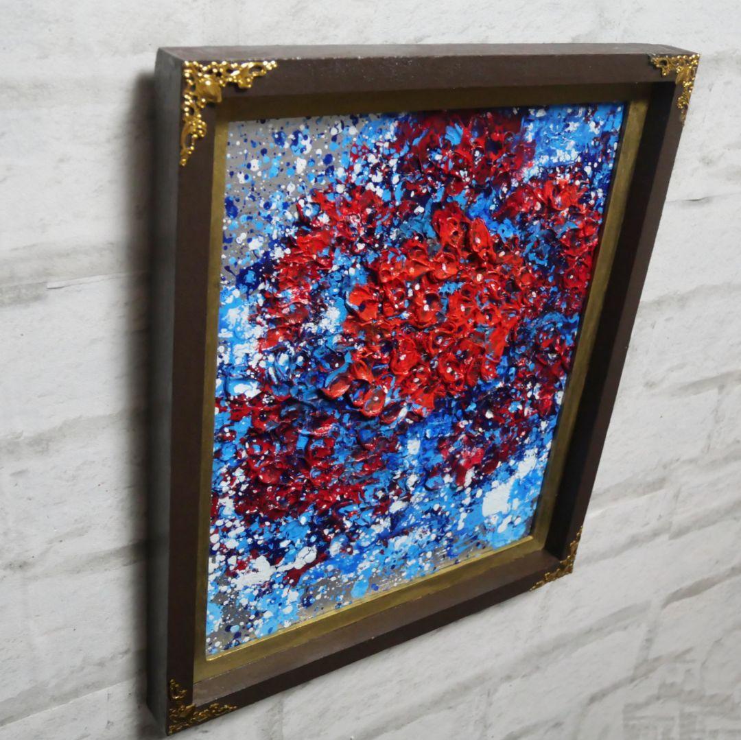 油絵 油彩 油彩画 絵 絵画【梅雨の赤い紫陽花の雨】